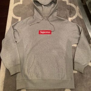 Supreme Box Logo Hoodie Grey Gray Hoodie Hooded Sweatshirt Size L Used Rep